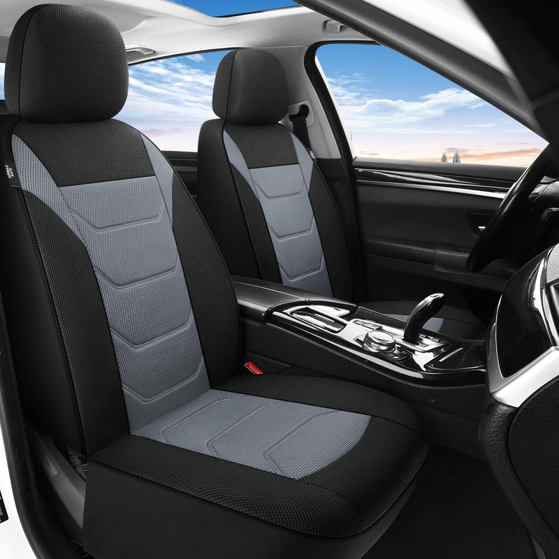 Pariiaotin 3D Air Mesh Car Seat Covers Front Sets Washable and Breathable Premium Cloth Automotive Vehicle Seat Covers for Cars Interior  Universal Fit for Most Cars  Sedan  Truck  SUV(Black/Gray) - Image 2